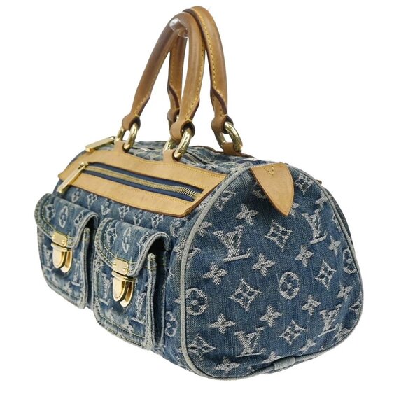 LOUIS VUITTON Neo Speedy Hand Bag Monogram Denim Leather Blue - Picture 3 of 16